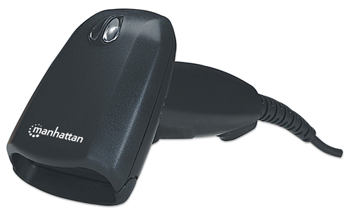 Manhattan 177672 Handheld Barcode Scanner - Cable Connectivity - Black - 500 scan/s - 500 mm Scan Distance - 1D - Long Ran