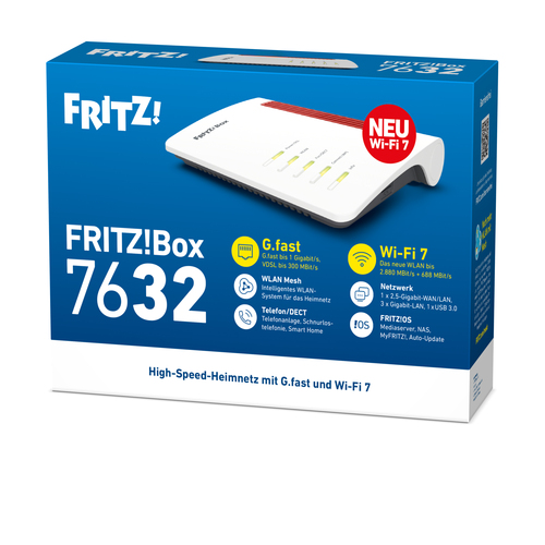 FRITZ!Box 7632  Das Einstiegsmodell für das High-Speed-Heimnetz mit G.fast und Wi-Fi 7
