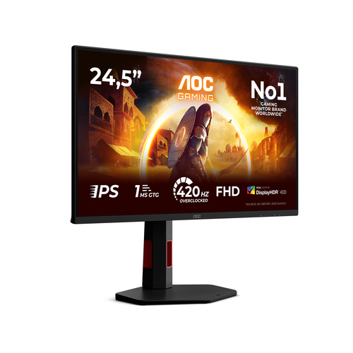 AOC 25G4KUR 25" Aula Full HD Monitor LED para jogos - 16:9 - Preto, Vermelho - 62,2 cm (24,5") Viewable - Fast IPS - WLED 