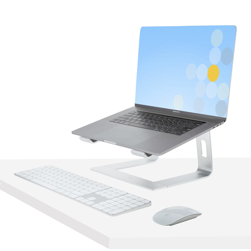 StarTech.com Laptop Stand for Desk, Supports 5kg / 11lb, Aluminum, Silver, Ergonomic Laptop Riser, Portable Laptop Holder 