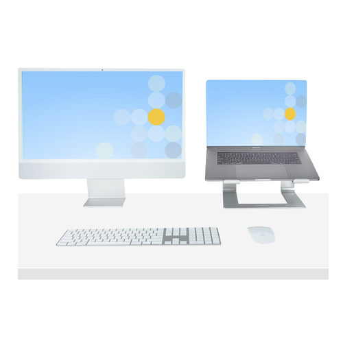 StarTech.com Laptop Stand for Desk, Supports 5kg / 11lb, Aluminum, Silver, Ergonomic Laptop Riser, Portable Laptop Holder 