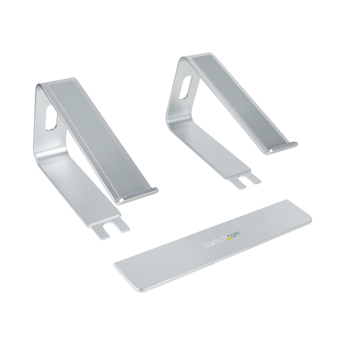 StarTech.com Laptop Stand for Desk, Supports 5kg / 11lb, Aluminum, Silver, Ergonomic Laptop Riser, Portable Laptop Holder 