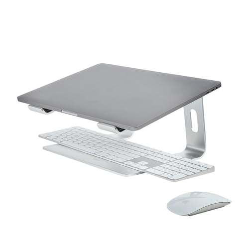 StarTech.com Laptop Stand for Desk, Supports 5kg / 11lb, Aluminum, Silver, Ergonomic Laptop Riser, Portable Laptop Holder 