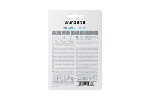 Samsung MUF-64DA. Capacity: 64 GB, Device interface: USB Type-C, USB version: 3.2 Gen 1 (3.1 Gen 1), Read speed: 300 MB/s.