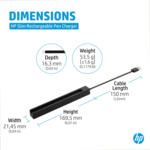 HP Stromadapter - für Stylus - 14,99 cm Kabel - Schwarz