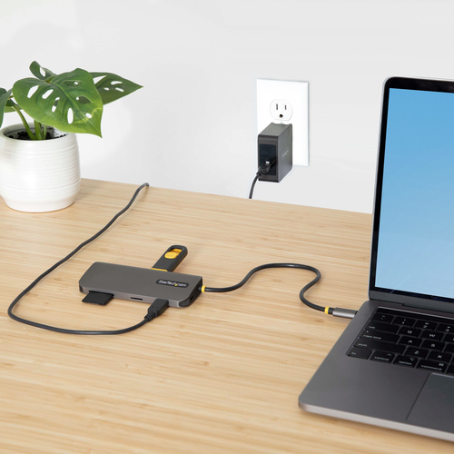StarTech.com USB C Multiport Adapter, 4K 60Hz HDMI HDR10 Video, 3 Port 5Gbps USB-A Hub, 100W PD Pass-Through, GbE, SD/Micr