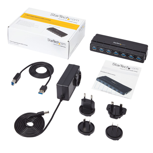 StarTech.com USB Hub - USB - External - Black - 7 Total USB Port(s) - 7 USB 3.0 Port(s) - PC, Mac