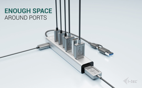 i-tec USB Hub - USB Type C - 640 MB/s - Notebook, Tablet, Keyboard, Mouse, Flash Drive - 8 Total USB Port(s) - PC