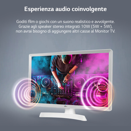 LG 24TQ510S Monitor TV 23.6" smart webOS 22 Wi-Fi NOVITÀ 2022 Bianco. Dimensioni diagonale schermo: 59,9 cm (23.6"), Risol