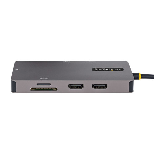 StarTech.com USB C Multiport Adapter, Dual HDMI, 4K 60Hz, 2x 5Gbps USB-A Hub, 100W Power Delivery, GbE, SD/MicroSD, USB C 