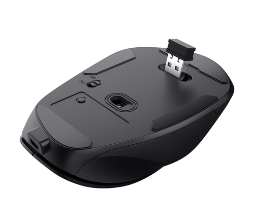 Trust Fyda Maus - Funkfrequenz - USB 2.0 - Optisch - 6 Taste(n) - Schwarz - Kabellos - 2,40 GHz - wiederaufladbar - 2400 d