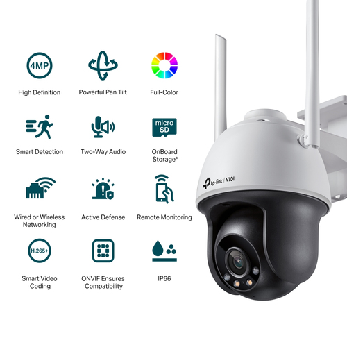 TP-Link VIGI VIGI C540-W 4 Megapixel Outdoor Netzwerkkamera - Farbe - 30 m Infrarot/Farbe Nachtsicht - H.265+, H.265, H.26