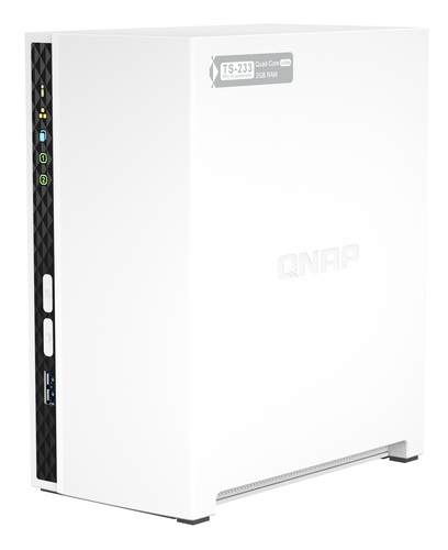 QNAP TS-233 2 x Total de compartimentos Sistema de armazenamento SAN/NAS - 4 GB Flash Memory Capacity - ARM 2 GHz - 2 GB R