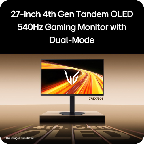 LG UltraGear GX7 WOLED 27-inch 4th Gen. QHD Gaming Monitorㅣ27GX790B with Dual-Mode(720Hz@HD, 540Hz@QHD), 0.02ms(GtG), DP2.