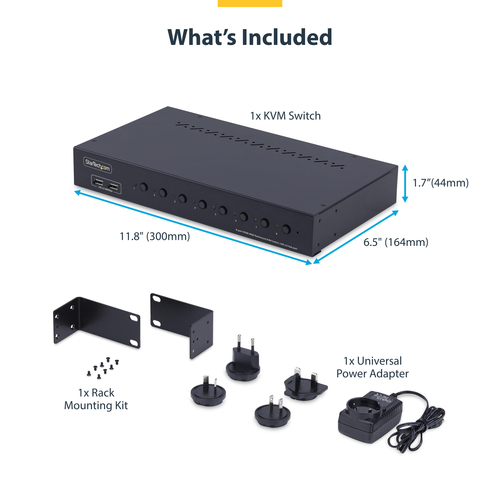 StarTech.com R8AH202-KVM-SWITCH. Tastatur Porttyp: USB, Maus-Porttyp: USB, Video Porttyp: HDMI. HD type: 4K Ultra HD, Maxi