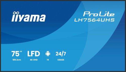 iiyama LH7564UHS-B1AG. Produktdesign: Digital Signage Flachbildschirm. Bildschirmdiagonale: 190,5 cm (75"), Display-Auflös
