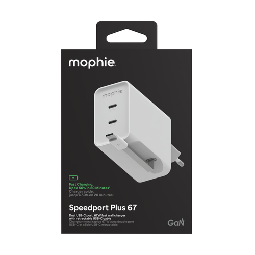 MOPHIE GAN USB-C DUAL 67W CABLE RETRACTABLE ROC WHITE EU