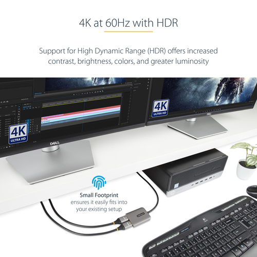 StarTech.com DP to Dual HDMI MST HUB, Dual HDMI 4K 60Hz, 2 Port DisplayPort Multi Monitor Adapter with 1ft/30cm Cable, DP 
