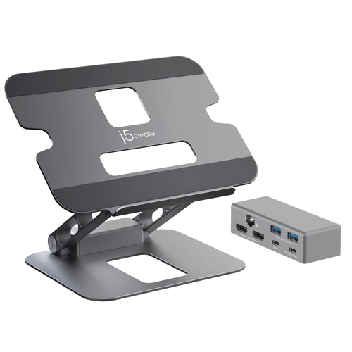 j5create USB Type C Docking Station for Notebook/Tablet PC - 100 W - Space Gray - 2 Displays Supported - 4K, Full HD - 384
