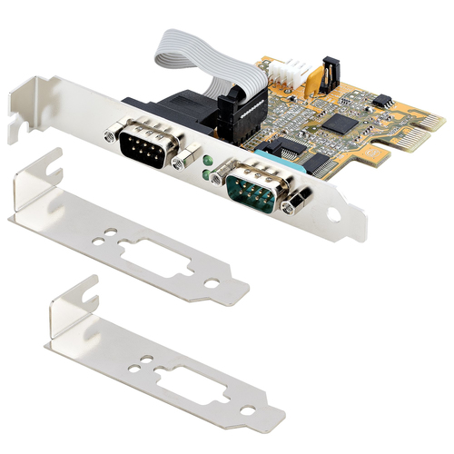 StarTech.com 2-Port PCI Express Serial Card, Dual Port PCIe to RS232 (DB9) Serial Card, 16C1050 UART, COM Retention, Windo