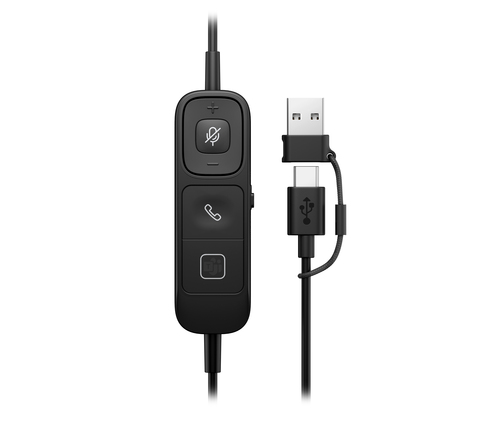 Poly Mission 825 Kabel Auf den Ohren Stereo Headset - Schwarz - Binaural - Ohraufliegend - Host-Schnittstelle: USB