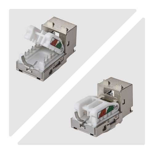StarTech.com Jack Keystone Cat6a Blindé, Lot de 10 Prises Ethernet RJ45 Keystone, Prise Murale STP Cat6a, 90 Degrés Sans O