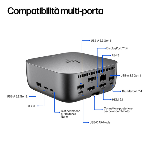 HP Dock Thunderbolt 4 Ultra 280 W G6. Tecnologia di connessione: Cablato, Interfaccia host: Thunderbolt 4, Fornitura di al