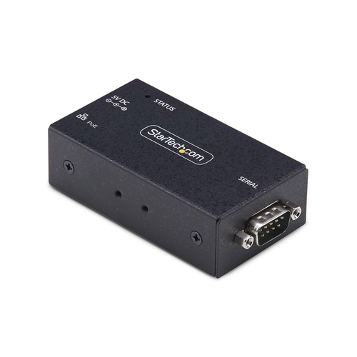 StarTech.com 1-Port Serial to Ethernet Adapter, 802.3af PoE Powered Serial Device Server, Wall/DIN Rail Mount, LAN To DB9 