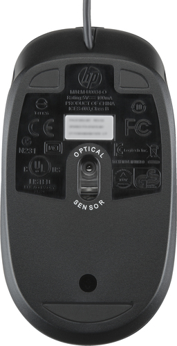 HP Maus - USB - Optisch - 3 Taste(n) - Schwarz - Kabel - 1600 dpi Auflösung - Symmetrisch