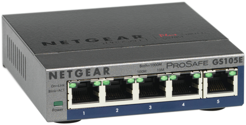 Netgear ProSafe GS105E 5 Ports Manageable Ethernet Switch - 10/100/1000Base-T - 2 Layer Supported - Desktop, Rack-mountabl