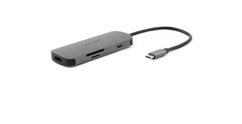 Acer USB-Typ C Docking Station - Ladefunktion - Speicherkartenleser - SD, microSD - Silber - Tragbar - 4K @ 60Hz, 4K - 384