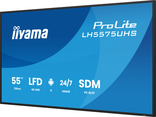 iiyama LH5575UHS-B2AG. Produktdesign: Digital Signage Flachbildschirm. Bildschirmdiagonale: 138,7 cm (54.6"), Bildschirmte