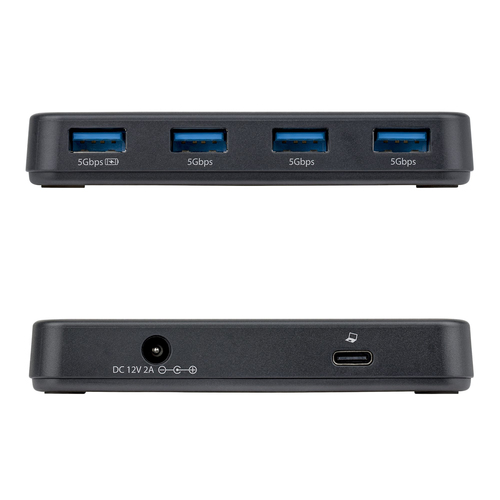 StarTech 4-Port USB-A Hub, 5Gbps, Self-Powered, 2-in-1 USB-C and USB-A Host Cable, 1x BC 1.2 Charging Port, 24W Power Adap