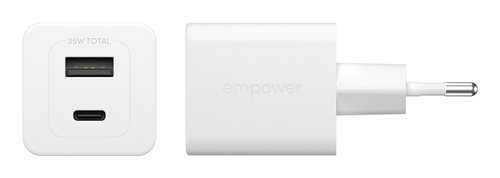 PanzerGlass Turbo 35 W AC Adapter - Universal Adapter - 1 USB - 1 USB Type-C - For Smartphone, Tablet PC - Europe - Silver