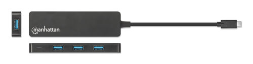 Manhattan 164924 USB Hub - USB Type C - External - Black - 4 Total USB Port(s) - Linux, Mac, PC
