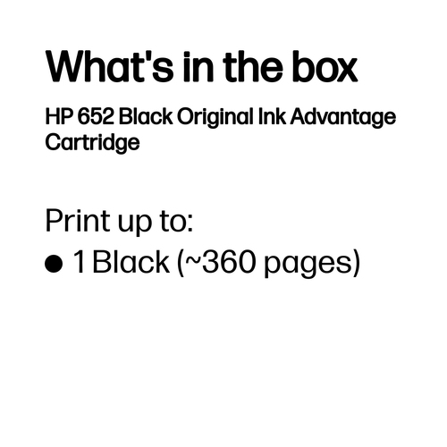 HP 652 Original Inkjet Ink Cartridge - Black Blister Pack