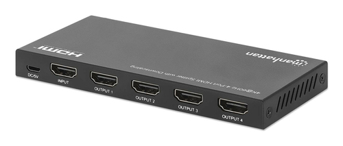 Manhattan HDMI Splitter with downscaling 4-Port , 4K@60Hz, Displays output from x1 HDMI source to x4 HD displays (same out