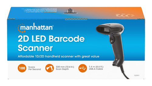 Manhattan Contact CCD Handheld Barcode Scanner, USB, 60mm Scan Width, Cable 152cm, Max Ambient Light 5,000 lux (sunlight),