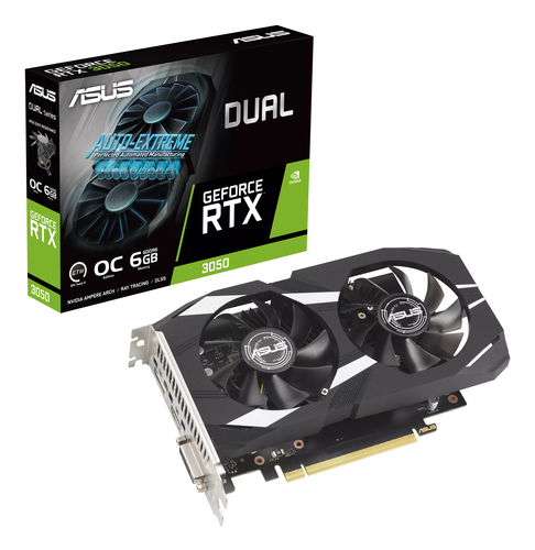 ASUS Dual -RTX3050-O6G. Processeur graphique famille: NVIDIA, Processeur graphique: GeForce RTX 3050. Mémoire carte graphi