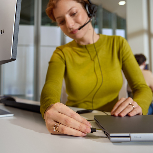 Poly Mission 400 415 Kabel Kopfbügel, Auf den Ohren Mono Headset - Schwarz - Microsoft-Teams-Zertifizierung - Monaural - O