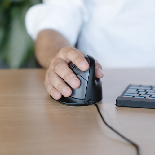 R-Go HE Break Vertical Mouse Maus - USB-Typ C - Optisch - 5 Taste(n) - Schwarz - Mac, Windows - Kabel - 2400 dpi Auflösung