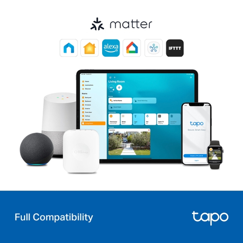 TP-Link Tapo S110E. Product type: Switching actuator, Product colour: White, Virtual assistant: Amazon Alexa / Google Home