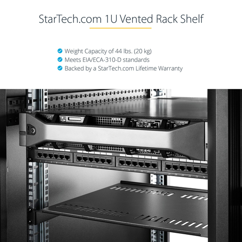 StarTech.com CABSHELFV1U-2PK. Typ: Regalboden, Gehäusematerial: Stahl, Produktfarbe: Schwarz. Quantity per pack: 2 Stück(e