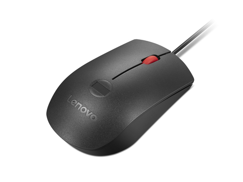 Souris Lenovo Pleine taille - USB Type A - Optique - 3 Bouton(s) - Noir, Rouge - Câble - 2000 dpi - Roulettes avec frein -