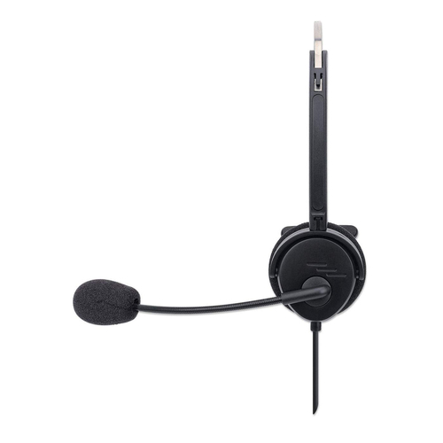 Manhattan Mono Over-Ear Headset (USB), Microphone Boom (padded), Polybag Packaging, Adjustable Headband, In-Line Volume Co
