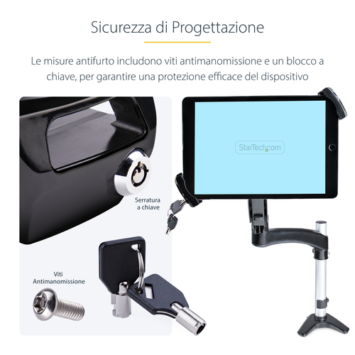 StarTech.com Adattatore VESA per Tablet 7.9 a 12.5" - Max 2kg - Modelli VESA 75x75/100x100 - Supporto Universale Antifurto