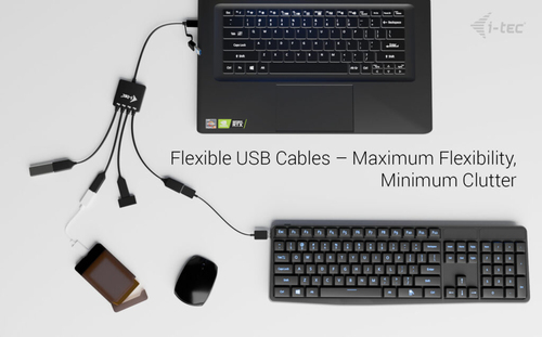 i-tec USB-C/USB-A Cable HUB 4 port (2x USB-C, 2x USB-A). Hostschnittstelle: USB 3.2 Gen 1 (3.1 Gen 1) Type-A + Type-C, Hub