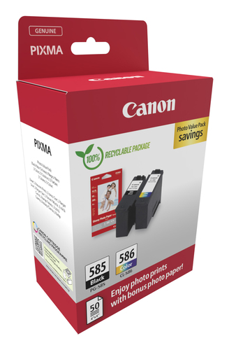 Canon PG-585/CL-586 Tintenstrahl Tintenpatrone - Cyan, Magenta, Gelb, Schwarz - Original - 2 / Pack - 50 Blätter
