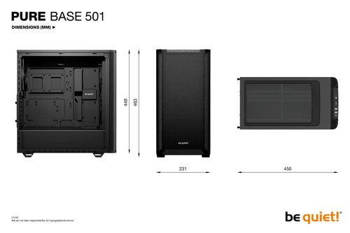 be quiet! Pure Base 501 Pure Base 501 Computergehäuse - ATX, Micro ATX, Mini ATX Motherboard Supported - Midi-Tower - Stah