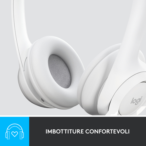 Cuffie Logitech H390 Cavo Over-the-head - Bianco - Binaural - Ear-cup - 32 Ohm - 20 Hz a 20 kHz - 240 cm Cavo - Cancellazi